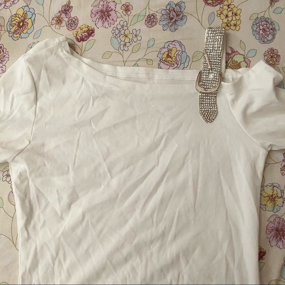 embellished white top